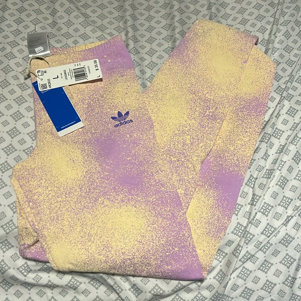Girls Purple & Cream Ombre Leggings - Large NWT
